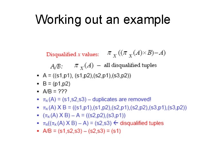 Working out an example 