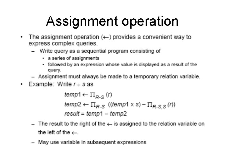 Assignment operation 