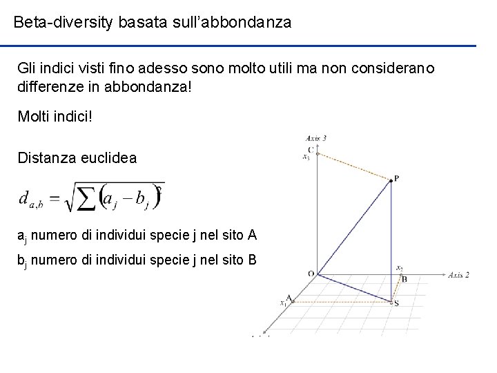 Beta-diversity basata sull’abbondanza Gli indici visti fino adesso sono molto utili ma non considerano