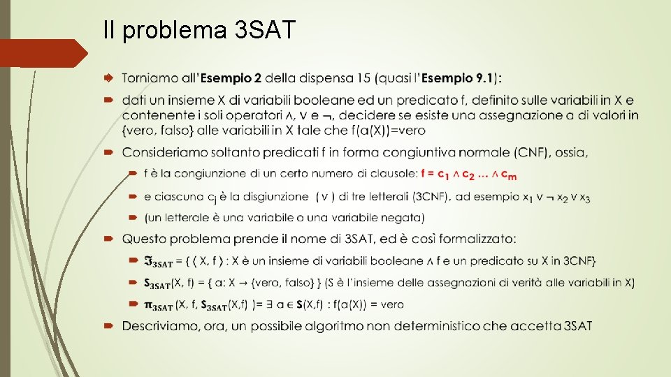 Il problema 3 SAT 