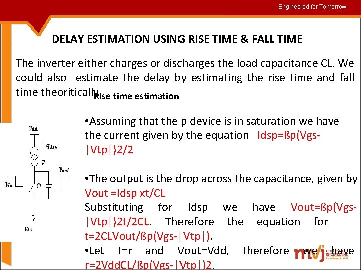 Engineered for for. Tomorrow DELAY ESTIMATION USING RISE TIME & FALL TIME The inverter