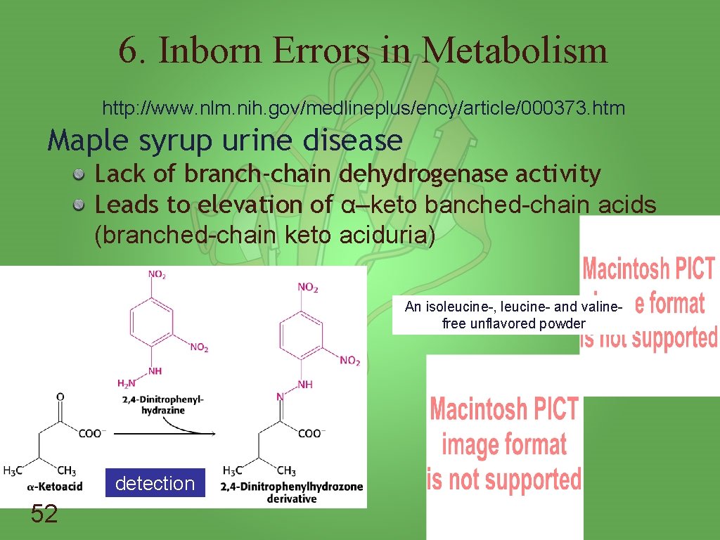 6. Inborn Errors in Metabolism http: //www. nlm. nih. gov/medlineplus/ency/article/000373. htm Maple syrup urine