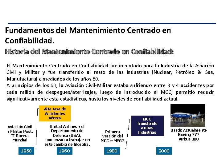 Fundamentos del Mantenimiento Centrado en Confiabilidad. Historia del Mantenimiento Centrado en Confiabilidad: El Mantenimiento