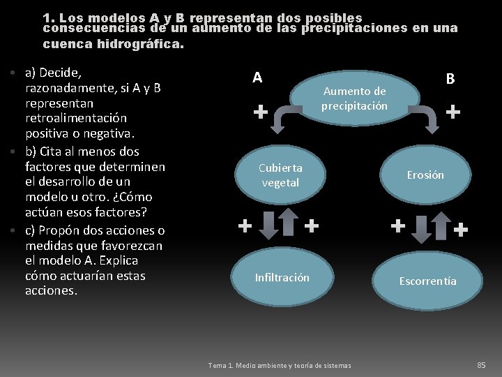 1. Los modelos A y B representan dos posibles consecuencias de un aumento de