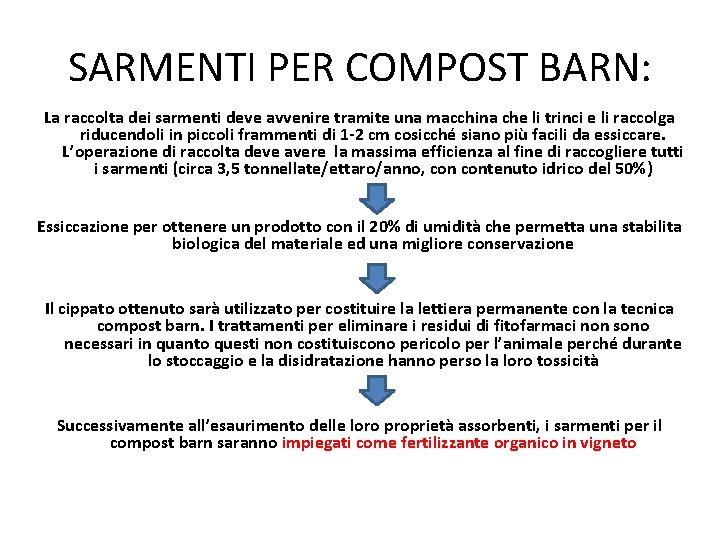 SARMENTI PER COMPOST BARN: La raccolta dei sarmenti deve avvenire tramite una macchina che