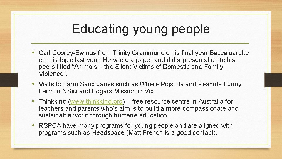 Educating young people • Carl Coorey-Ewings from Trinity Grammar did his final year Baccaluarette