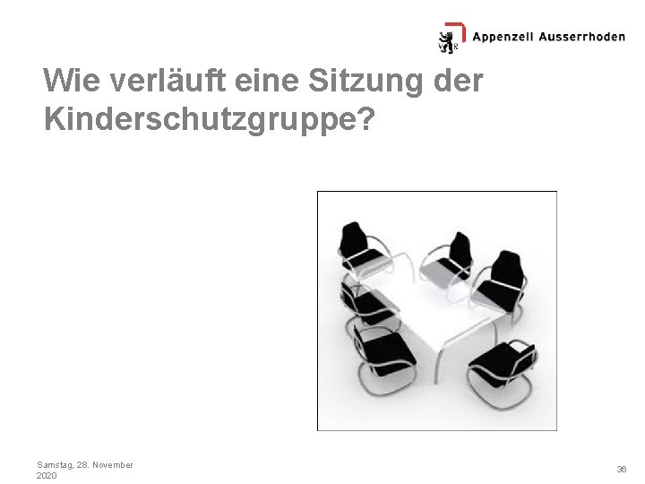 Wie verläuft eine Sitzung der Kinderschutzgruppe? Samstag, 28. November 2020 36 