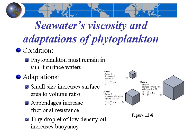 Seawater’s viscosity and adaptations of phytoplankton Condition: Phytoplankton must remain in sunlit surface waters Seawater’s viscosity and adaptations of phytoplankton Condition: Phytoplankton must remain in sunlit surface waters