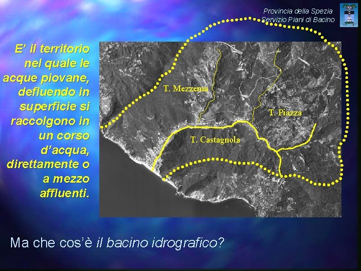 Provincia della Spezia Servizio Piani di Bacino E’ il territorio nel quale le acque