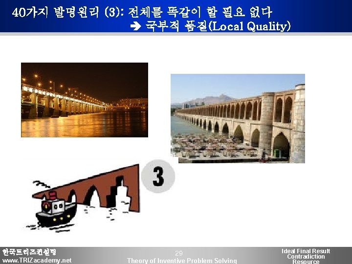 40가지 발명원리 (3): 전체를 똑같이 할 필요 없다 국부적 품질(Local Quality) 한국트리즈컨설팅 www. TRIZacademy.