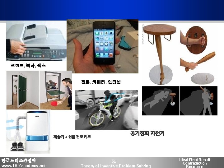 프린트, 복사, 팩스 전화, 카메라, 인터넷 한국트리즈컨설팅 www. TRIZacademy. net 52 Theory of Inventive
