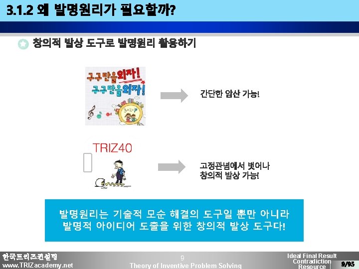 발명원리는 기술적 모순 해결의 도구일 뿐만 아니라 발명적 아이디어 도출을 위한 창의적 발상 도구다!