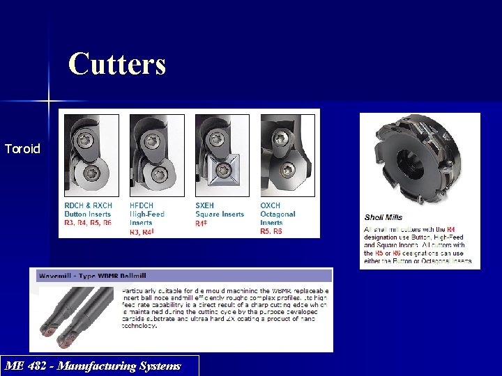 Cutters Toroid ME 482 - Manufacturing Systems 