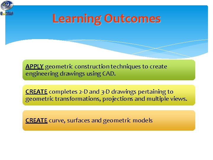 Learning Outcomes APPLY geometric construction techniques to create engineering drawings using CAD. CREATE completes