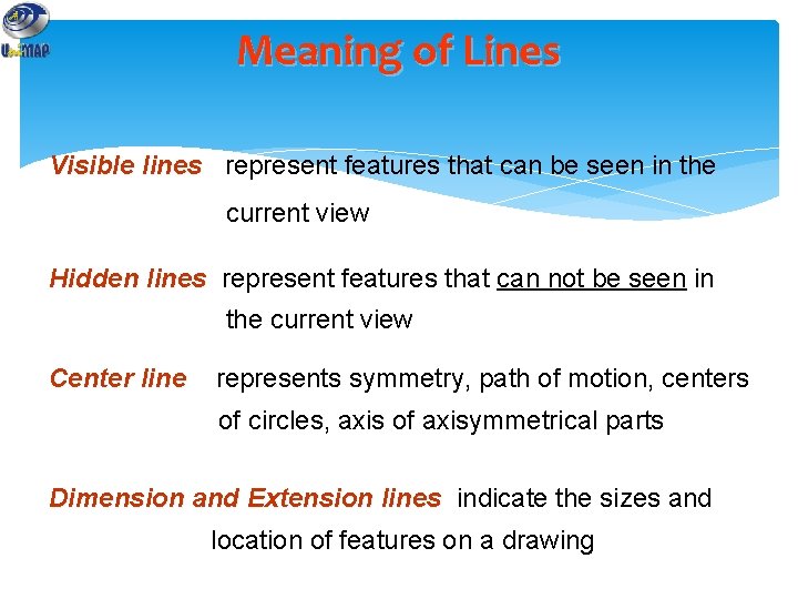 Meaning of Lines Visible lines represent features that can be seen in the current