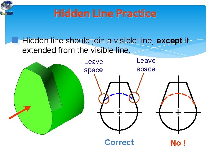 Hidden Line Practice Hidden line should join a visible line, except it extended from