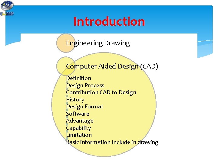 Introduction Engineering Drawing Computer Aided Design (CAD) Definition Design Process Contribution CAD to Design