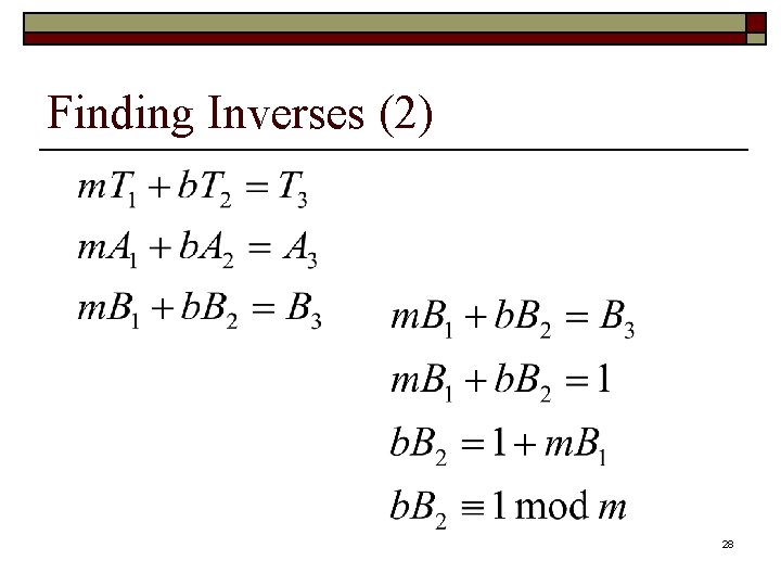 Finding Inverses (2) 28 