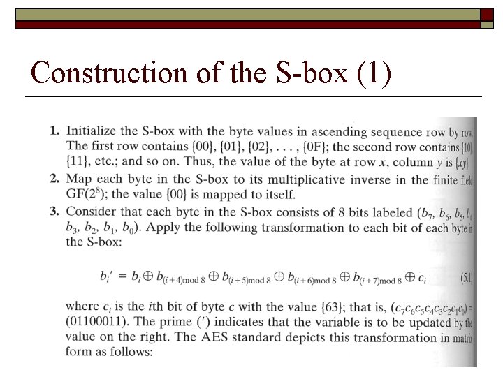 Construction of the S-box (1) 69 