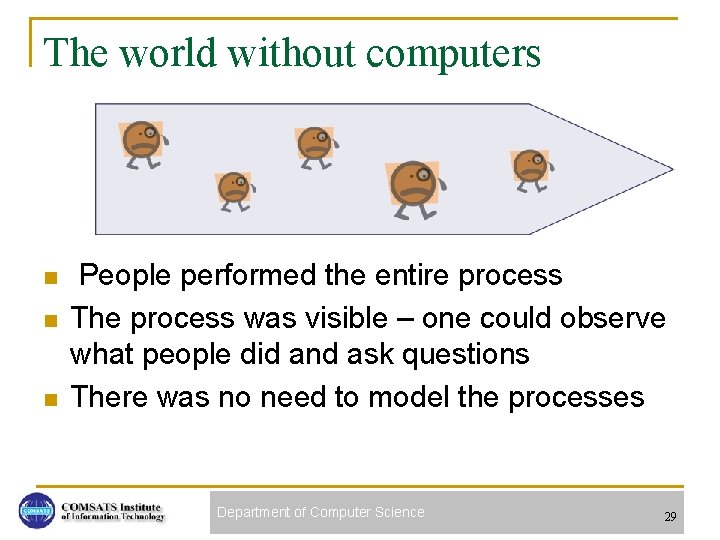 The world without computers n n n People performed the entire process The process