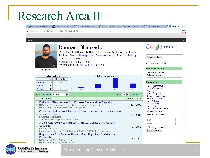 Research Area II Department of Computer Science 6 