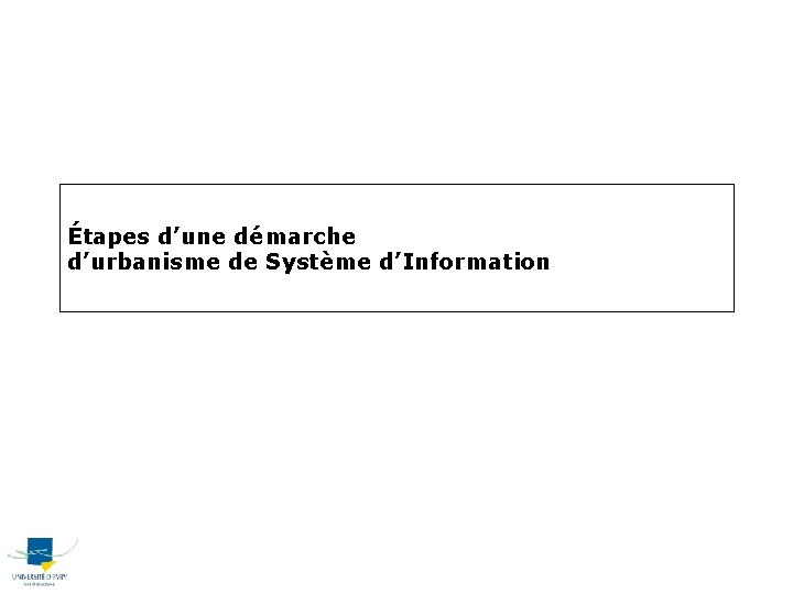 Étapes d’une démarche d’urbanisme de Système d’Information 