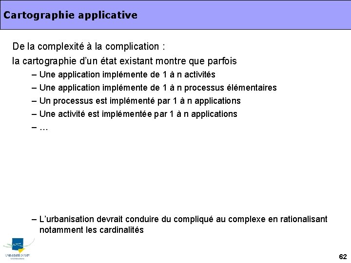 Cartographie applicative De la complexité à la complication : la cartographie d’un état existant