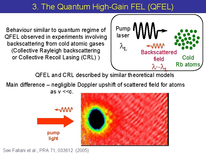 3. The Quantum High-Gain FEL (QFEL) Behaviour similar to quantum regime of QFEL observed