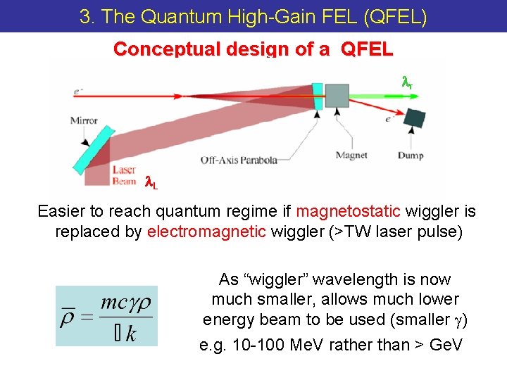 3. The Quantum High-Gain FEL (QFEL) Conceptual design of a QFEL lr l. L