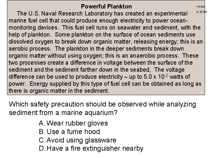 1 A Bio Powerful Plankton A 10 -04 The U. S. Naval Research Laboratory