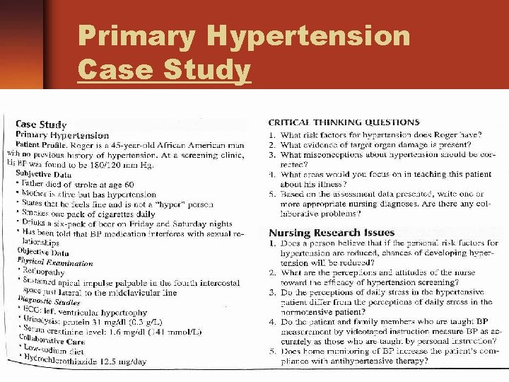 Primary Hypertension Case Study 