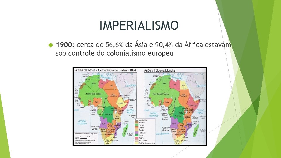 IMPERIALISMO 1900: cerca de 56, 6% da Ásia e 90, 4% da África estavam