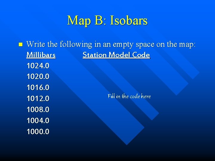 Map B: Isobars n Write the following in an empty space on the map: