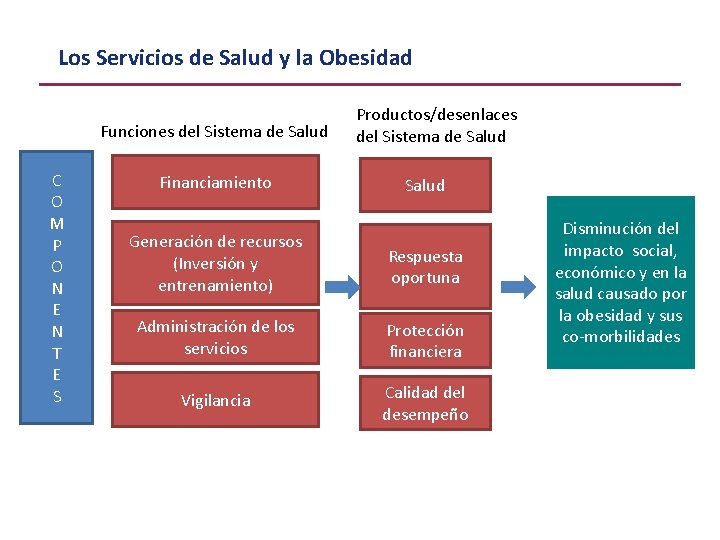 Los Servicios de Salud y la Obesidad Funciones del Sistema de Salud C O