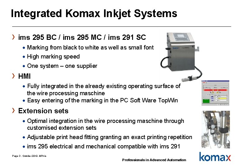 Integrated Komax Inkjet Systems › ims 295 BC / ims 295 MC / ims