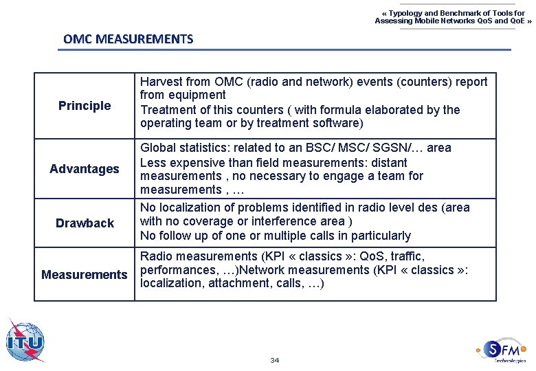  « Typology and Benchmark of Tools for Assessing Mobile Networks Qo. S and