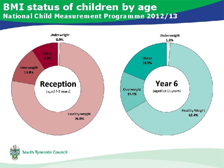 BMI status of children by age National Child Measurement Programme 2012/13 