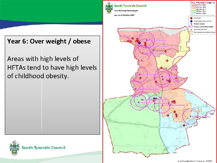 Year 6: Over weight / obese Areas with high levels of HFTAs tend to