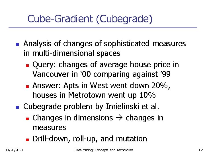 Cube-Gradient (Cubegrade) n n 11/28/2020 Analysis of changes of sophisticated measures in multi-dimensional spaces