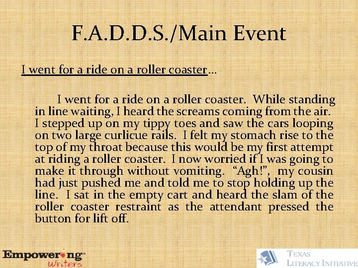 F. A. D. D. S. /Main Event I went for a ride on a
