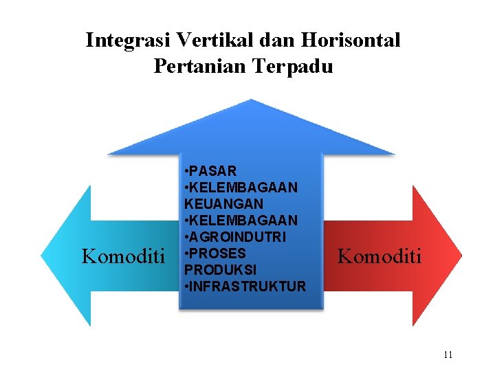 Integrasi Vertikal dan Horisontal Pertanian Terpadu Komoditi • PASAR • KELEMBAGAAN KEUANGAN • KELEMBAGAAN