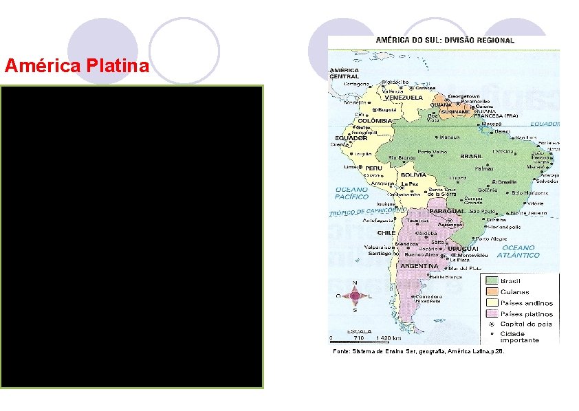 América Platina q Países: Paraguai, Argentina e Uruguai. q Países banhados pelo rio da