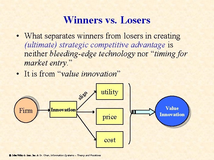 Winners vs. Losers utility al ig n • What separates winners from losers in