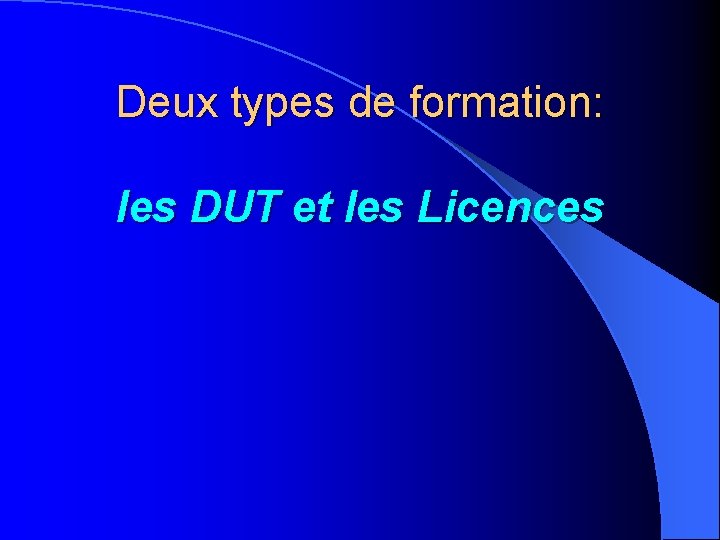 Deux types de formation: les DUT et les Licences 