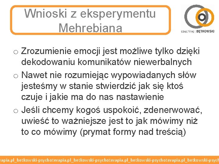 Wnioski z eksperymentu Mehrebiana o Zrozumienie emocji jest możliwe tylko dzięki dekodowaniu komunikatów niewerbalnych