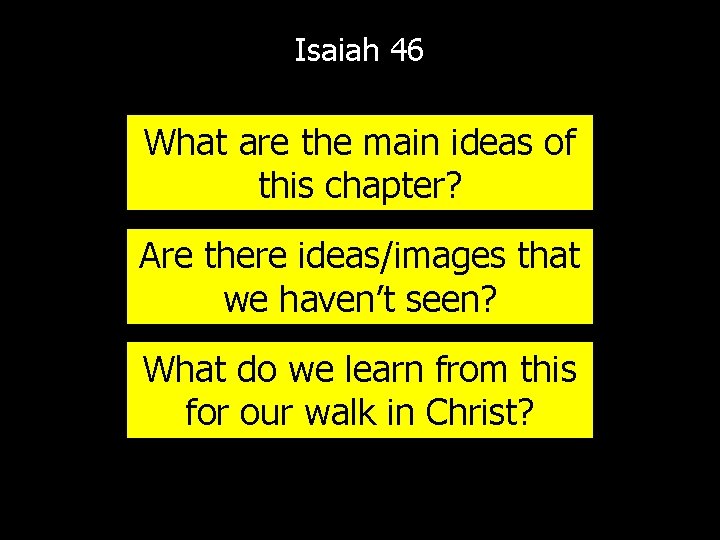 Isaiah 46 What are the main ideas of this chapter? Are there ideas/images that