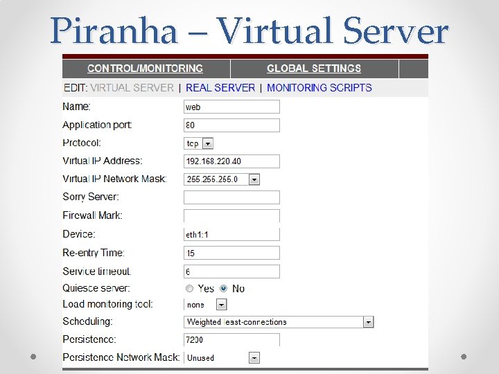 Piranha – Virtual Server Piranha – Virtual Server