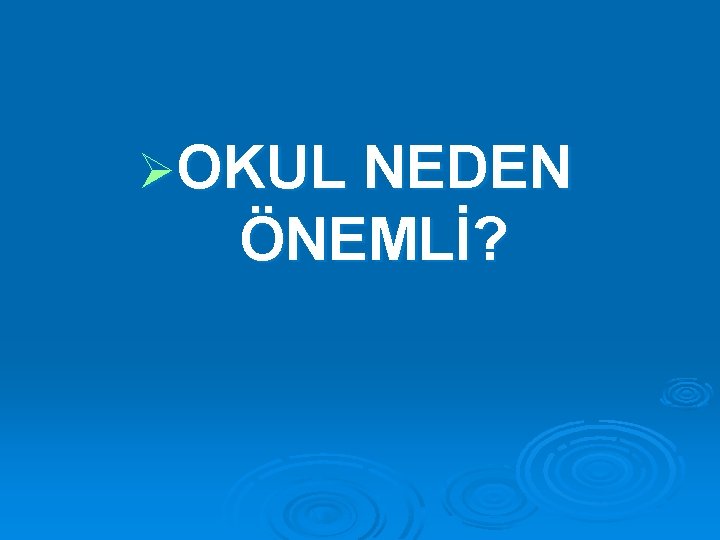 ØOKUL NEDEN ÖNEMLİ? 