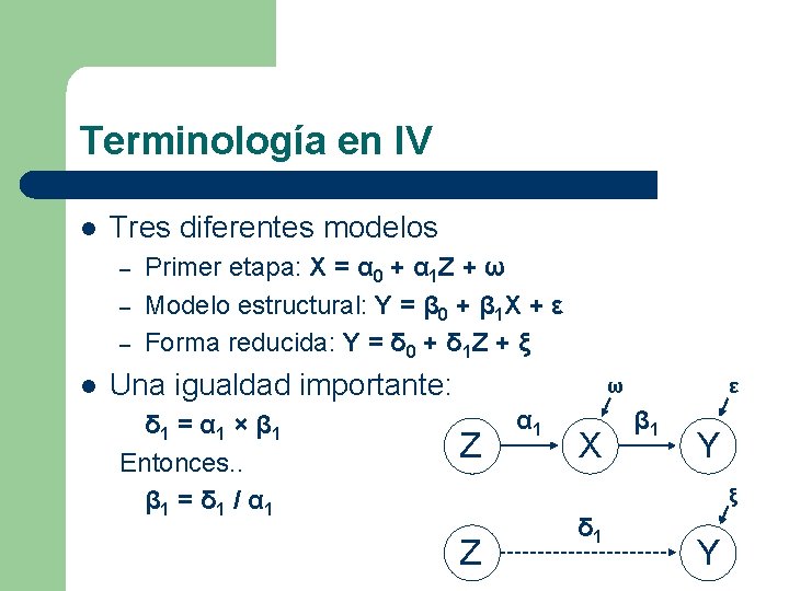 Terminología en IV l Tres diferentes modelos – – – l Primer etapa: X