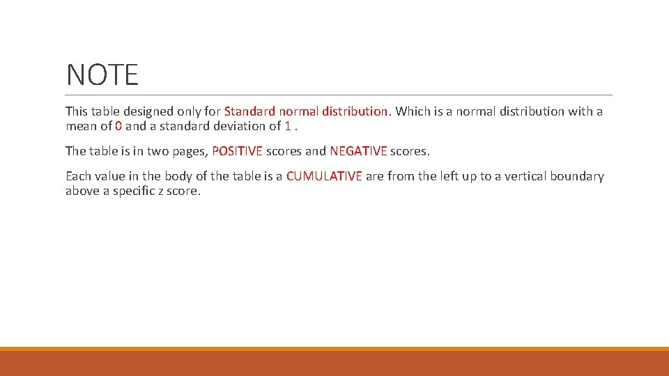 NOTE This table designed only for Standard normal distribution. Which is a normal distribution